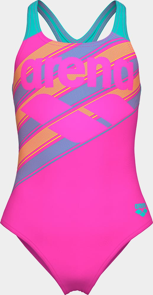 Купальник закритий для дівчат Arena LINES SWIMSUIT SWIM PRO BACK L рожевий, бірюзовий 116 см 003550-980