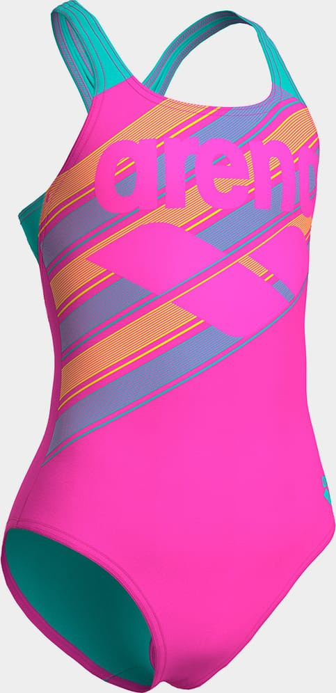 Купальник закритий для дівчат Arena LINES SWIMSUIT SWIM PRO BACK L рожевий, бірюзовий 116 см 003550-980