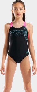 Купальник закритий для дівчат Arena SUNRISE SWIMSUIT SWIM PRO BACK чорний, бірюзовий, рожевий 116 см 010762-590