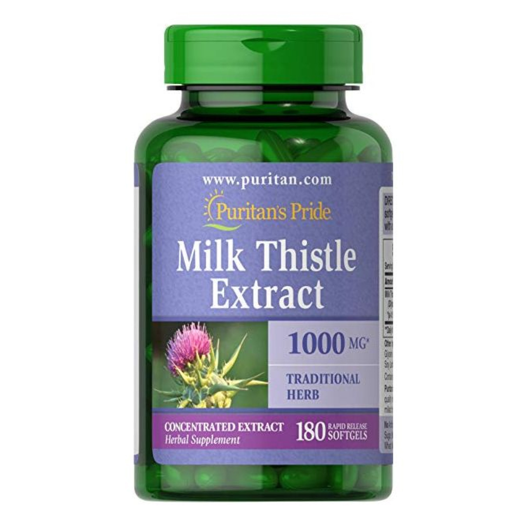 Софт гелеві капсули Milk Thistle 4:1 Extract 1000mg - 180 softgels 100-20-8003125-20