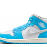 Кросівки Jordan 1 Mid Dark Powder Blue White Sail Neutral Grey (W) BQ6472-400
