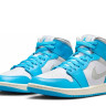 Кросівки Jordan 1 Mid Dark Powder Blue White Sail Neutral Grey (W) BQ6472-400