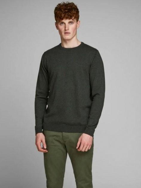 Пуловер JJEBASIC KNIT CREW NECK NOOS 12137190-Forest Night Jack&Jones XXL Зелений 12137190-Forest Night-Det