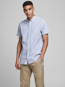 Сорочка JJESUMMER SHIRT SlimFIT 12163857 Infinity Jack&Jones L Блакитний 12163857INFINITY