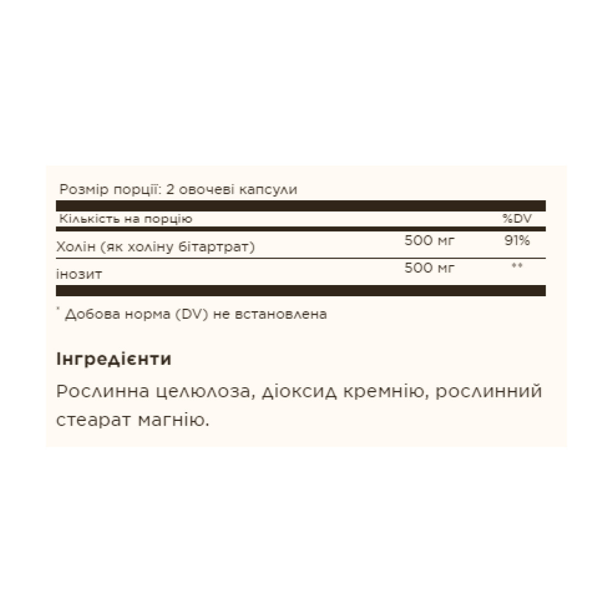 Капсули Choline/Inositol 500 mg/500 mg - 100 vcaps 2023-10-3679