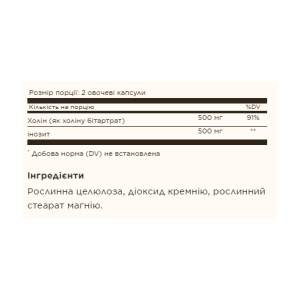 Капсули Choline/Inositol 500 mg/500 mg - 100 vcaps 2023-10-3679