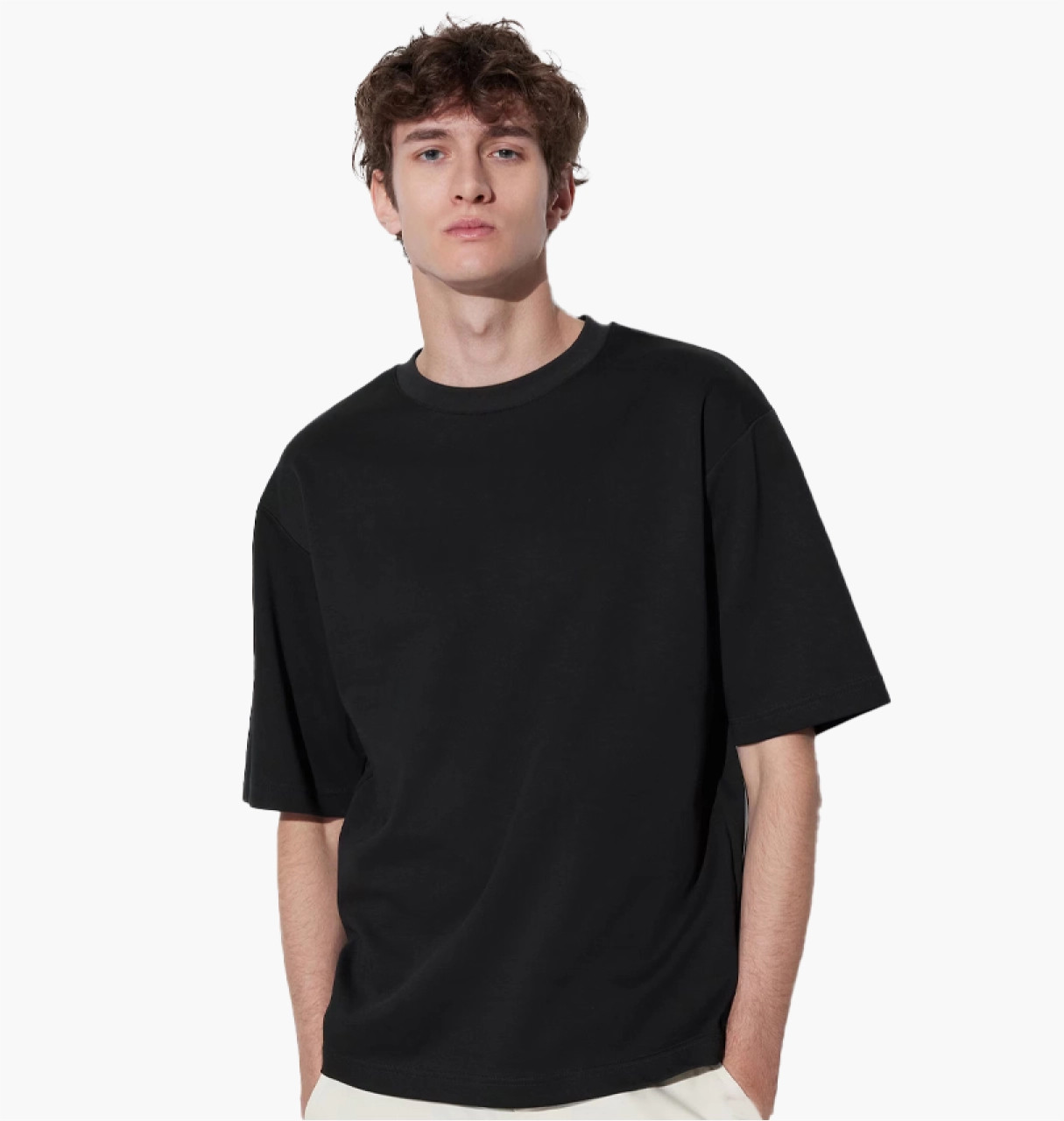 Футболка унісекс Uniqlo Airism Cotton Oversized Crew Neck Half-Sleeve T-Shirt Black 465185-09 L 465185-09