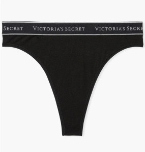 Нижня білизна Victoria's Secret Logo Cotton High-Waist Thong Panty Black 4157-08-QB4 M 4157-08-QB4