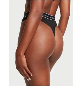 Нижня білизна Victoria's Secret Logo Cotton High-Waist Thong Panty Black 4157-08-QB4 M 4157-08-QB4