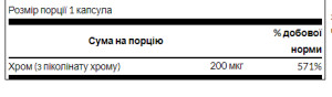 Капсули Chromium Picolinate 200mg - 100caps 100-96-0574776-20