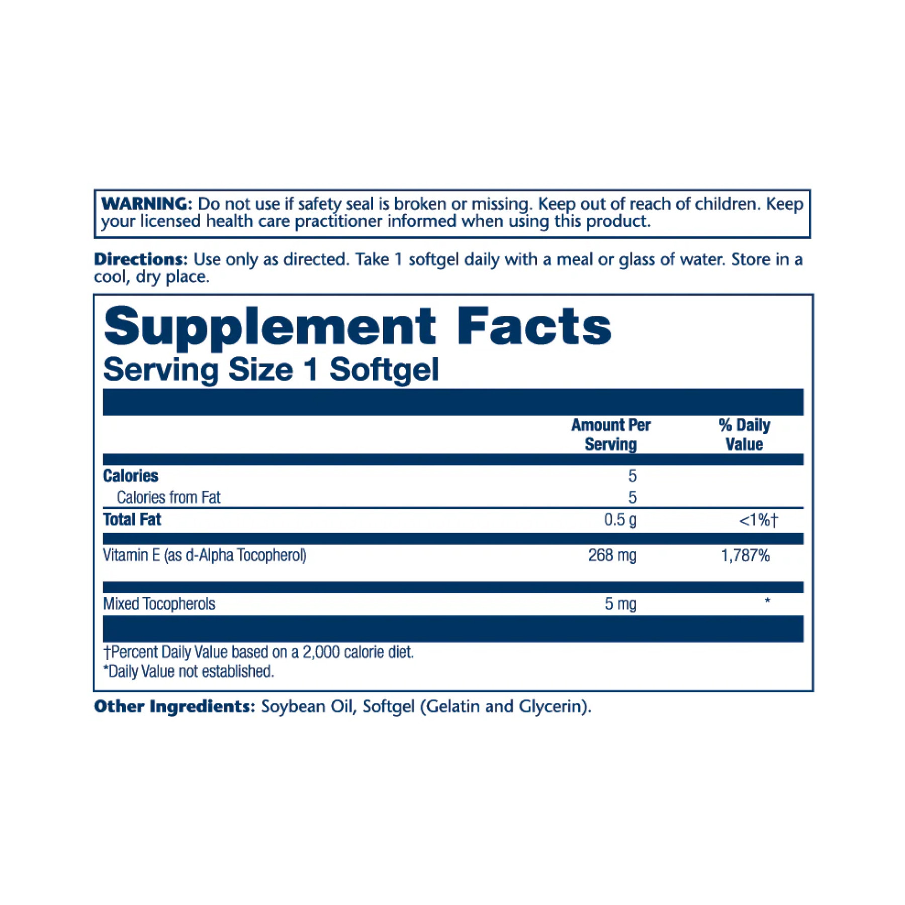 Софт гелеві капсули Solaray Vitamin E d-Alpha Tocopherol 268mg - 50 softgels 2023-10-2382