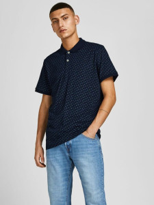 Поло JJEJACK DETAIL POLO SS NOOS 12201315-Navy Blazer-AOP:Full Body Jack&Jones L Темно-синій 12201315-NAVY BLAZER-AOP: