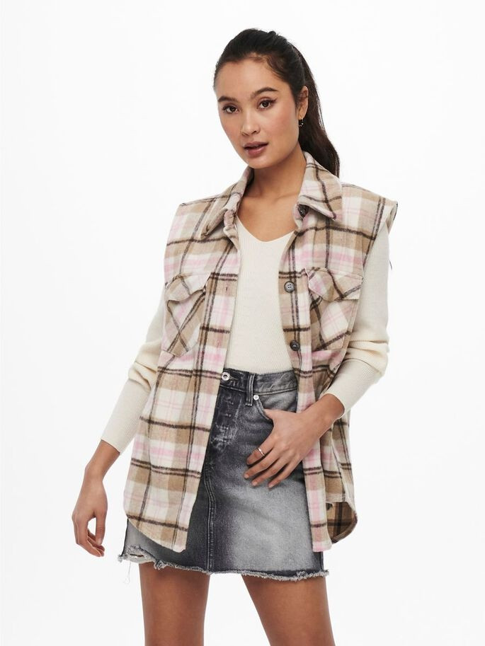 Жилетка ONLLIPPA CHECKED VEST WVN 15233905 Cloud Dancer ONLY L Бежевий 15233905CloudDancer