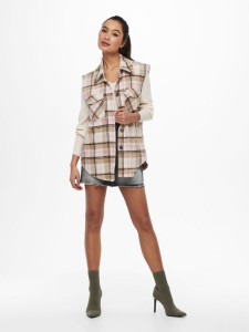 Жилетка ONLLIPPA CHECKED VEST WVN 15233905 Cloud Dancer ONLY L Бежевий 15233905CLOUDDANCER