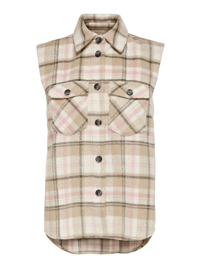 Жилетка ONLLIPPA CHECKED VEST WVN 15233905 Cloud Dancer ONLY L Бежевий 15233905CloudDancer