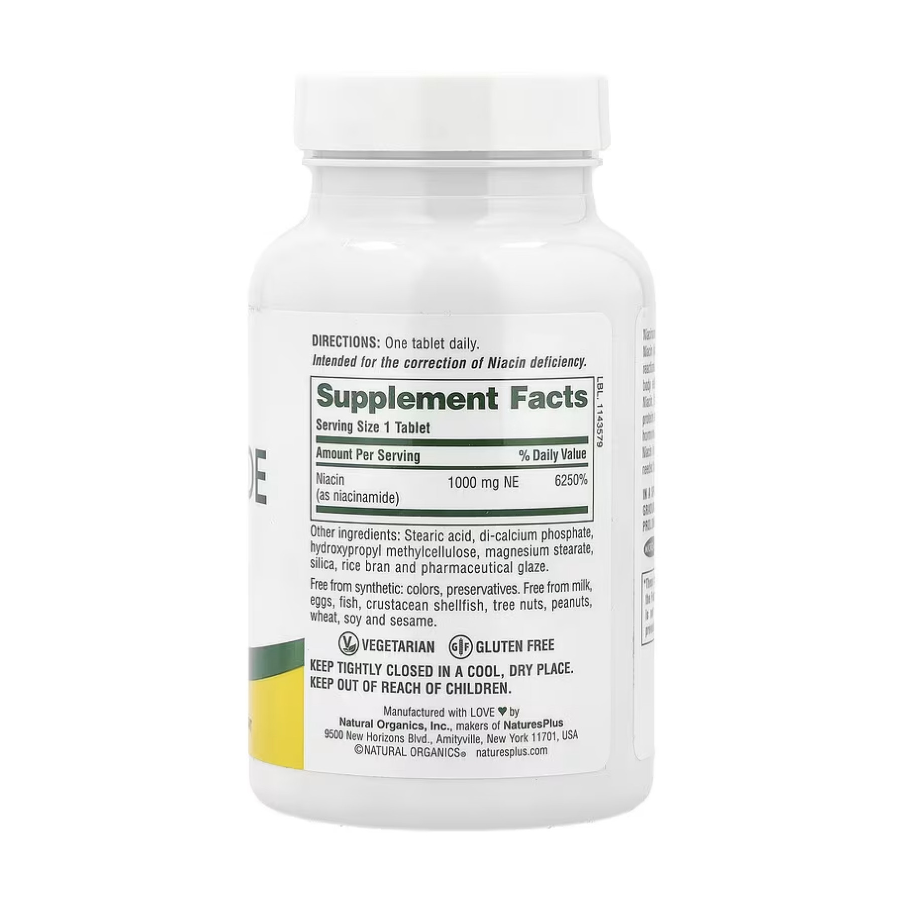 Таблетки Nature's Plus Niacinamide 1000mg - 90 tabs 2023-10-5221