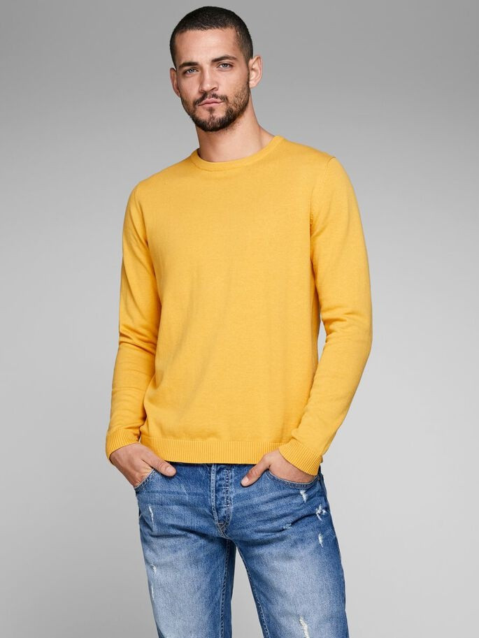Пуловер JJEBASIC KNIT CREW NECK NOOS 12137190-Golden Orange Jack&Jones S Жовтий 12137190-Golden Orange
