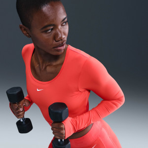 Лонгслів жіночий Nike Pro WomenS Dri- Fit Cropped Long- Sleeve Top Red HV9992-633