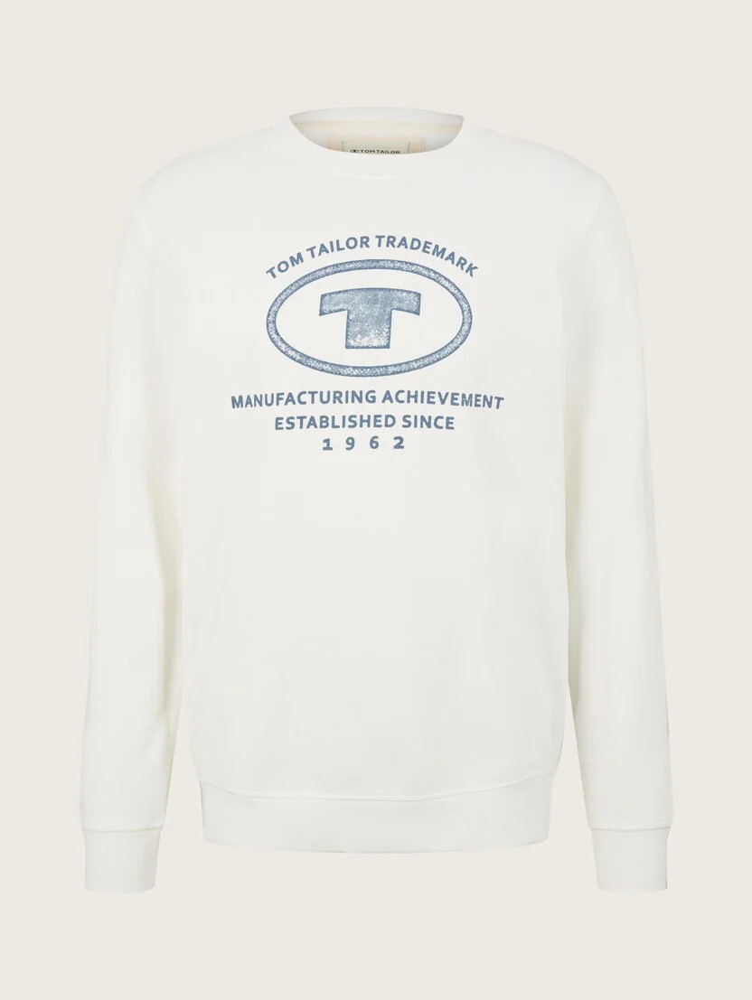Толстовка printed crewneck sweater 1032929-10332 Tom Tailor L Білий 1032929-10332