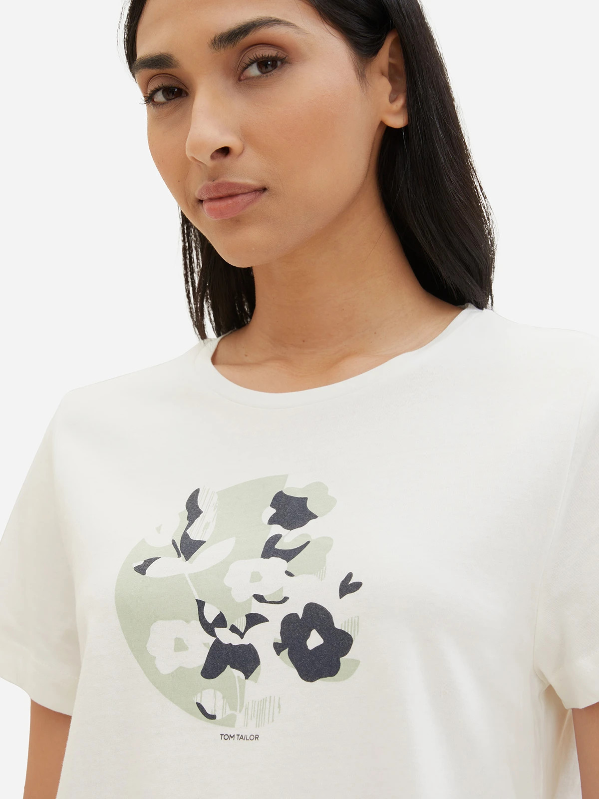 Футболка T-SHIRT WITH A PRINT 1040544-10357 Tom Tailor L Білий 1040544-10357