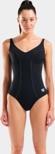Купальник закритий для жінок Arena CLIP BACK SWIMSUIT SOLID B чорний, білий Жін 40 010651-510