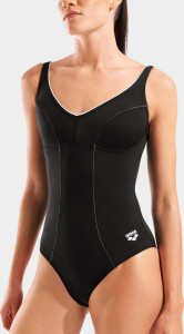 Купальник закритий для жінок Arena CLIP BACK SWIMSUIT SOLID B чорний, білий Жін 40 010651-510
