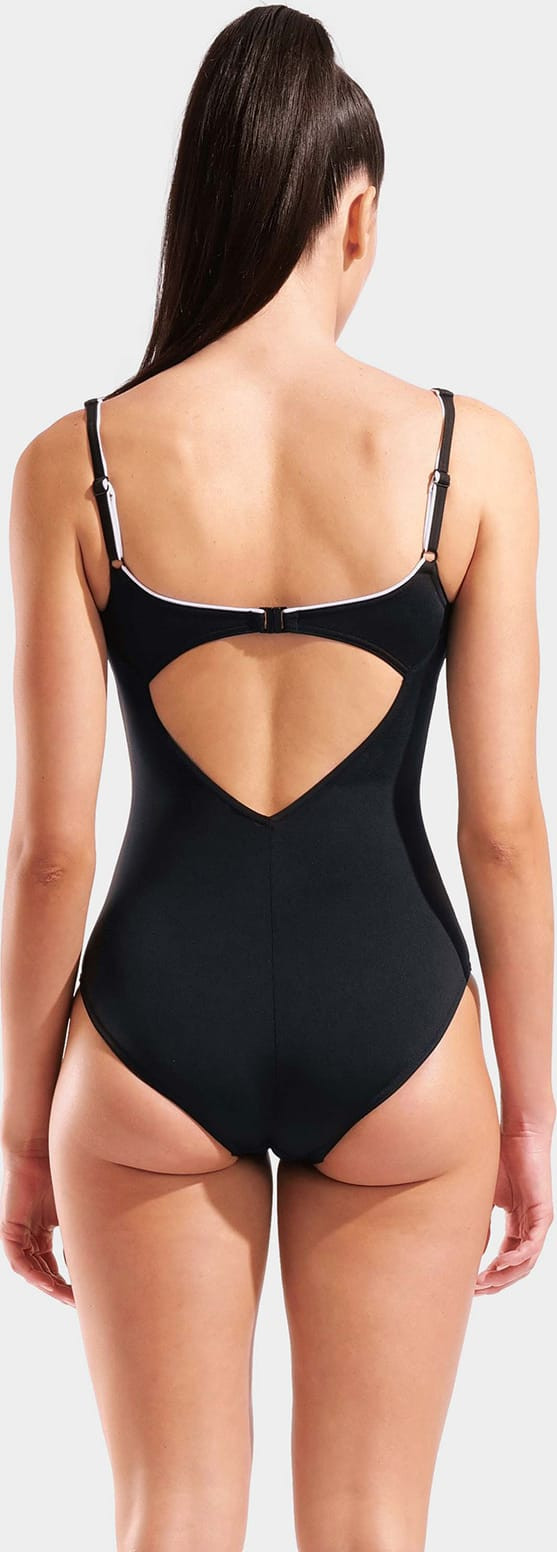 Купальник закритий для жінок Arena CLIP BACK SWIMSUIT SOLID B чорний, білий Жін 40 010651-510