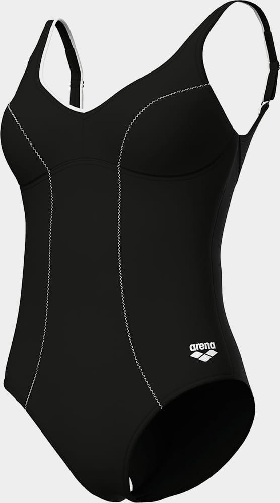 Купальник закритий для жінок Arena CLIP BACK SWIMSUIT SOLID B чорний, білий Жін 40 010651-510
