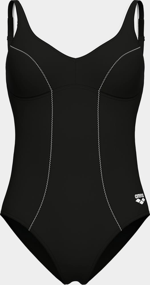 Купальник закритий для жінок Arena CLIP BACK SWIMSUIT SOLID B чорний, білий Жін 40 010651-510