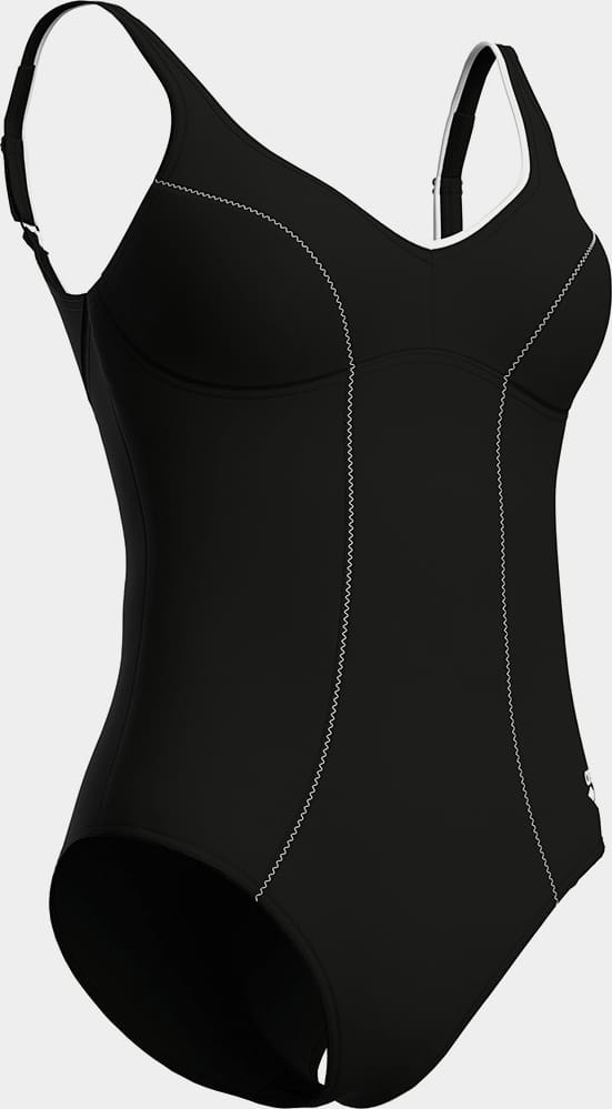 Купальник закритий для жінок Arena CLIP BACK SWIMSUIT SOLID B чорний, білий Жін 40 010651-510
