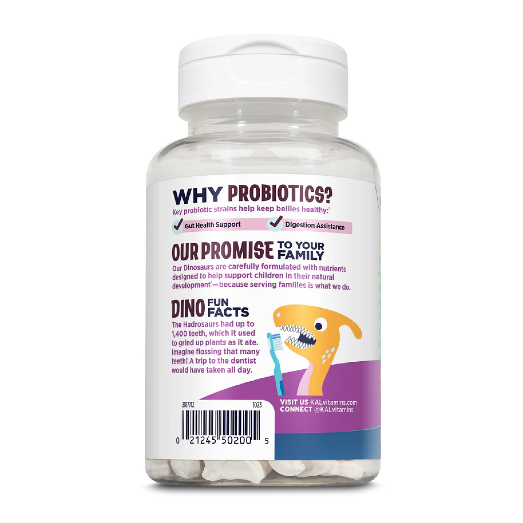 Таблетки KAL Dino-Dophilus™ Kids Probiotic - 60 chewables Black Cherry 2023-10-4416