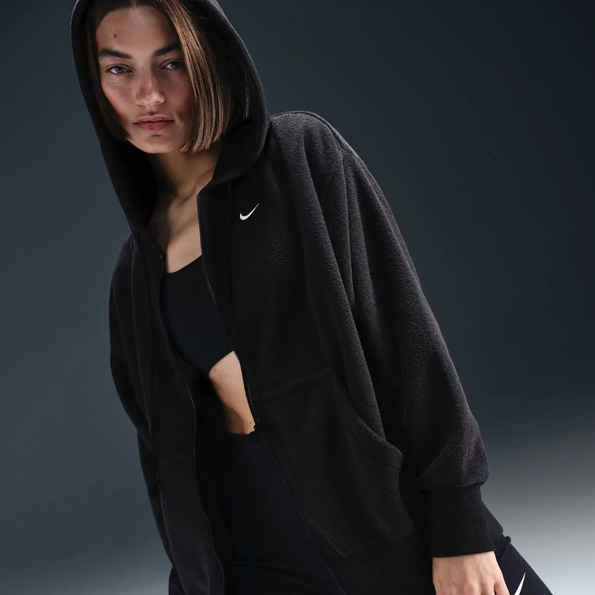 Толстовка жіноча Nike W Nsw Phnx Plsh Fz Hdy Black FZ1267-010