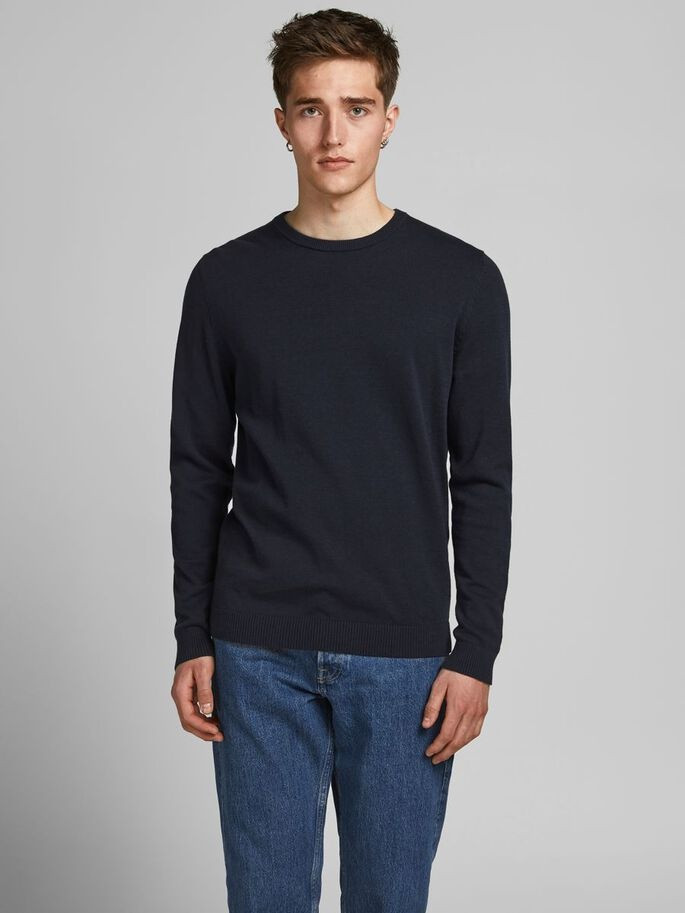 Пуловер JJEBASIC KNIT CREW NECK NOOS 12137190-Navy Blazer Jack&Jones S Темно-синій 12137190-Navy Blazer