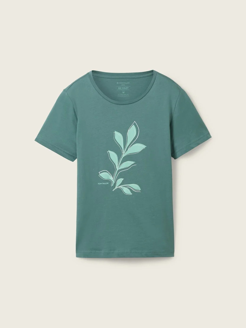 Футболка T-SHIRT WITH A PRINT 1040544-10697 Tom Tailor L Зелений 1040544-10697
