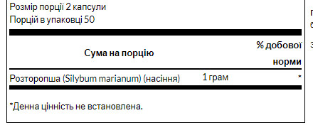 Капсули Milk Thistle 500mg - 100caps 100-21-9320641-20