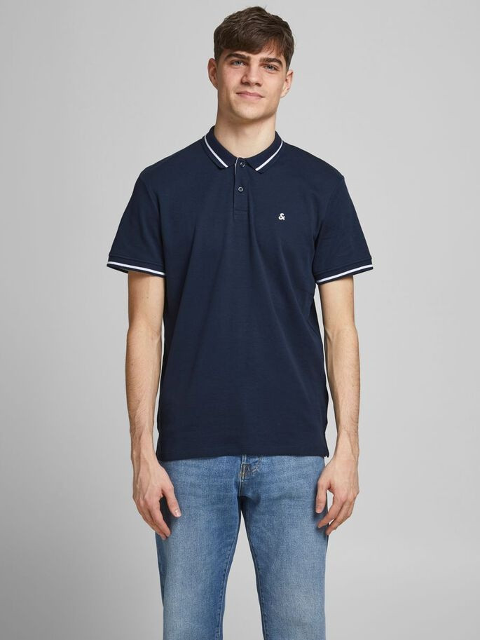 Поло JJEJERSEY POLO SS NOOS 12180891 Navy Blazer Jack&Jones S Темно-синій 12180891NavyBlazer