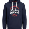 Толстовка JJBRAT SWEAT HOOD 12201406-Navy Blazer-Print:True Red. White Jack&Jones S Темно-синій 12201406-NAVY BLAZER-PRIN