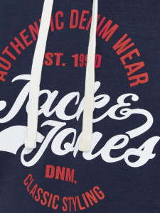 Толстовка JJBRAT SWEAT HOOD 12201406-Navy Blazer-Print:True Red. White Jack&Jones S Темно-синій 12201406-NAVY BLAZER-PRIN