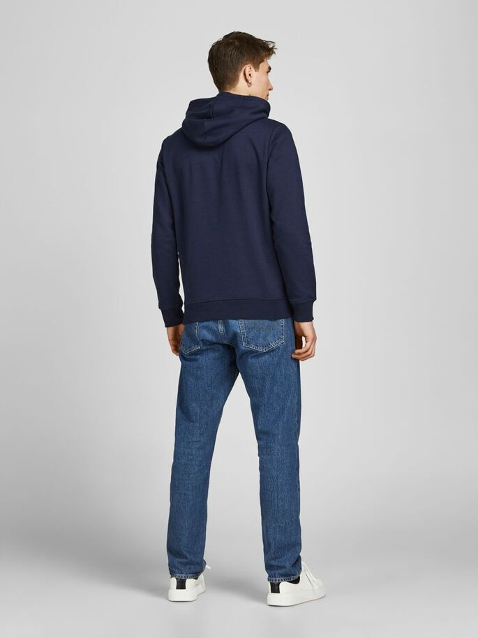 Толстовка JJBRAT SWEAT HOOD 12201406-Navy Blazer-Print:True Red. White Jack&Jones S Темно-синій 12201406-Navy Blazer-Prin