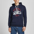 Толстовка JJBRAT SWEAT HOOD 12201406-Navy Blazer-Print:True Red. White Jack&Jones S Темно-синій 12201406-Navy Blazer-Prin