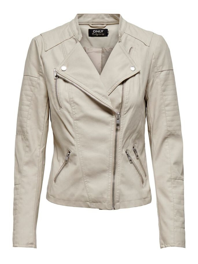 Куртка ONLAVA FAUX LEATHER BIKER OTW NOOS 15102997-Silver Lining ONLY 34 Бежевий 15102997-SILVER LINING