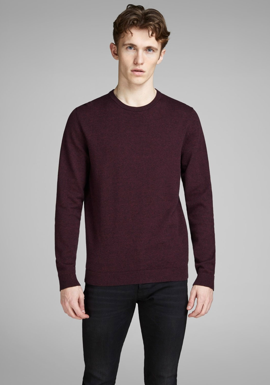 Пуловер JJEBASIC KNIT CREW NECK NOOS 12137190-Port Royale Jack&Jones XXL Бордовий 12137190-Port Royale-Deta
