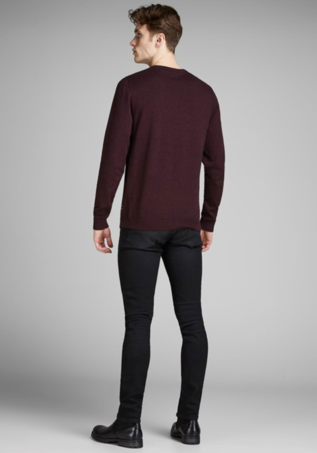 Пуловер JJEBASIC KNIT CREW NECK NOOS 12137190-Port Royale Jack&Jones XXL Бордовий 12137190-Port Royale-Deta
