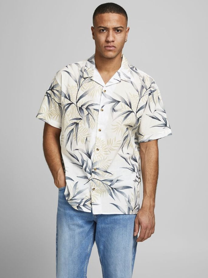 Сорочка JJGREG AOP SHIRT SS P 12174064 Cloud Dancer Jack&Jones S Білий 12174064CloudDancer