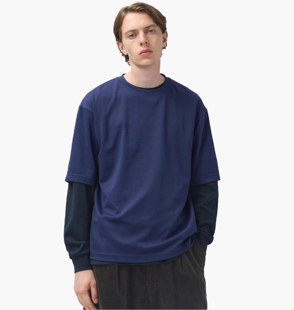 Футболка унісекс Uniqlo Airism Cotton Oversized Crew Neck Half-Sleeve T-Shirt Blue 465185-69 L 465185-69