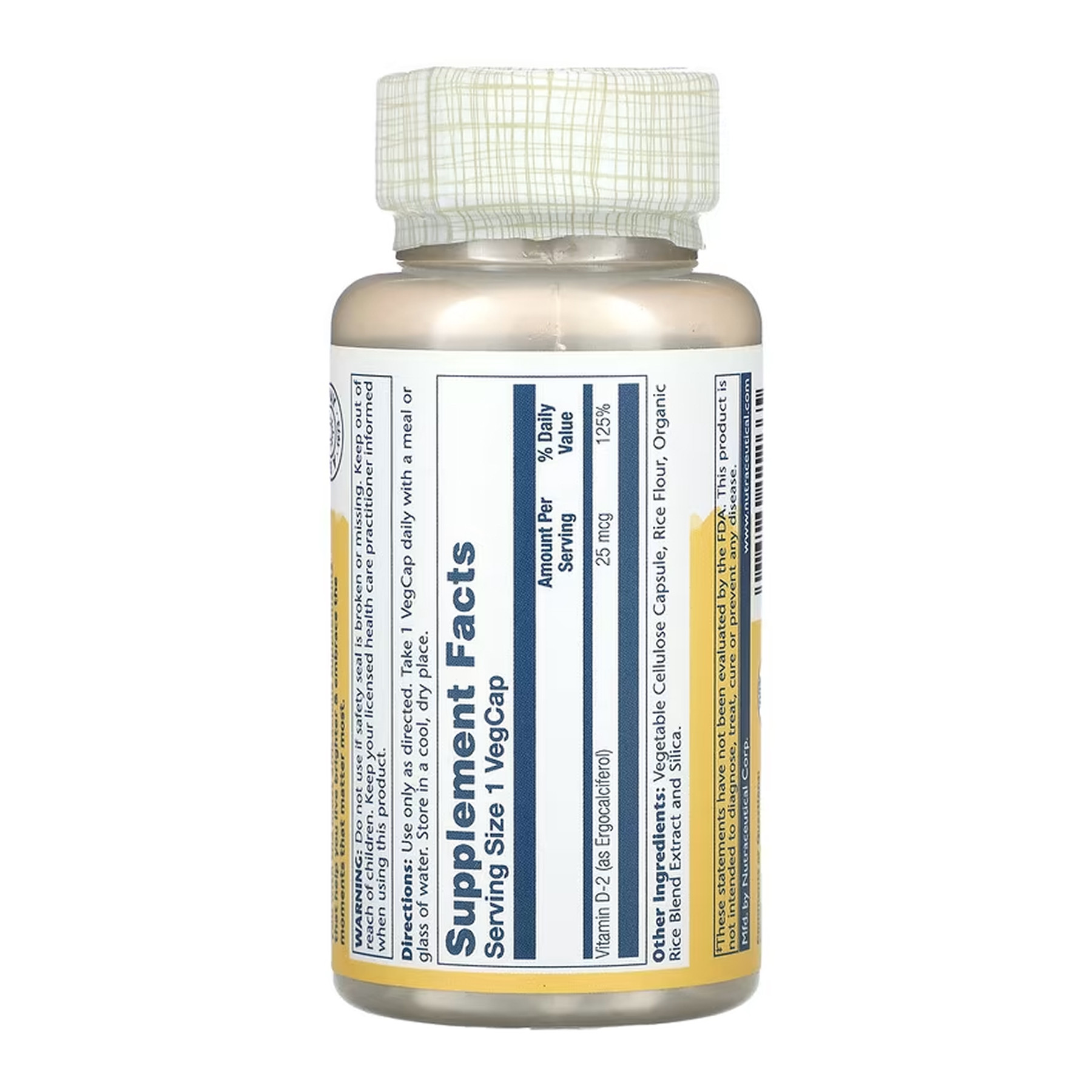 Капсули Solaray Vitamin D-2 25 mcg - 60 vcaps 2023-10-6764