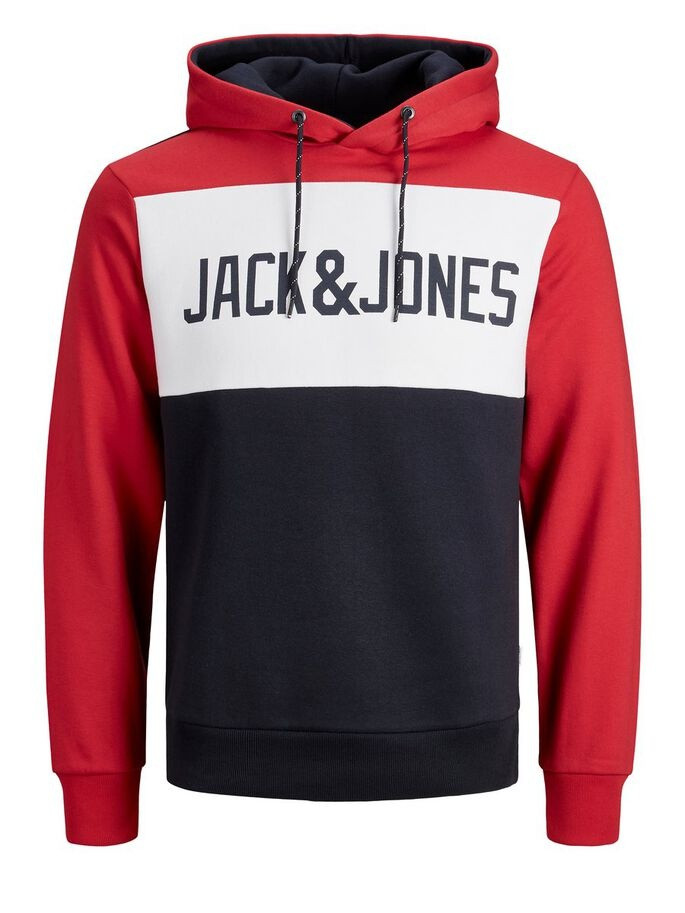 Толстовка JJELOGO BLOCKING SWEAT HOOD NOOS 12172344 Tango Red Jack&Jones M Червоний 12172344TangoRed