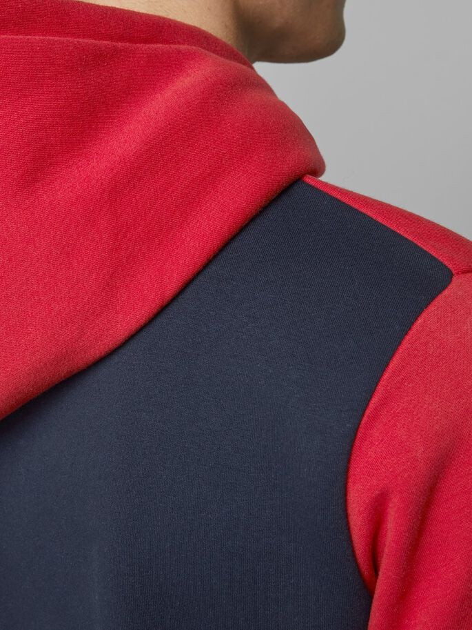 Толстовка JJELOGO BLOCKING SWEAT HOOD NOOS 12172344 Tango Red Jack&Jones M Червоний 12172344TangoRed