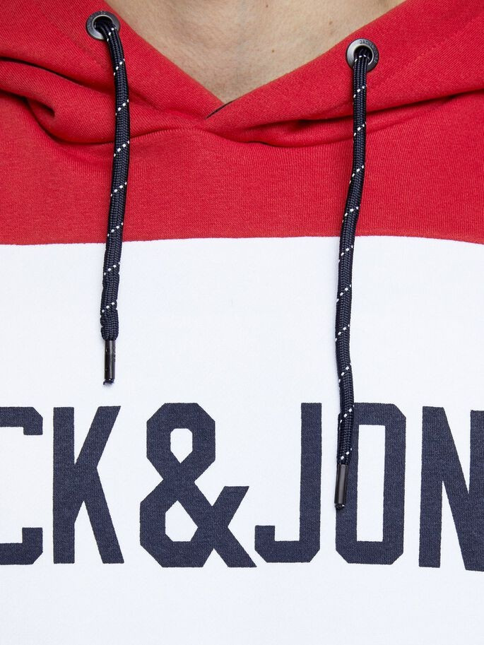 Толстовка JJELOGO BLOCKING SWEAT HOOD NOOS 12172344 Tango Red Jack&Jones M Червоний 12172344TangoRed