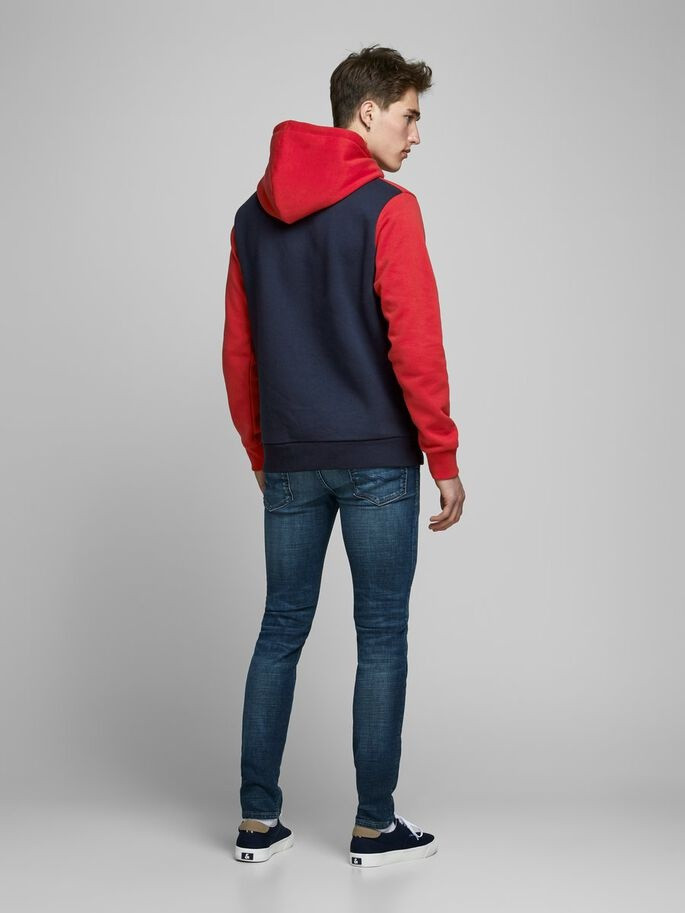 Толстовка JJELOGO BLOCKING SWEAT HOOD NOOS 12172344 Tango Red Jack&Jones M Червоний 12172344TangoRed